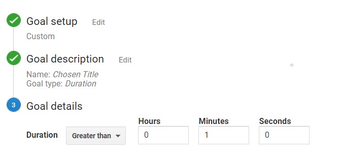 duration goal google analytics